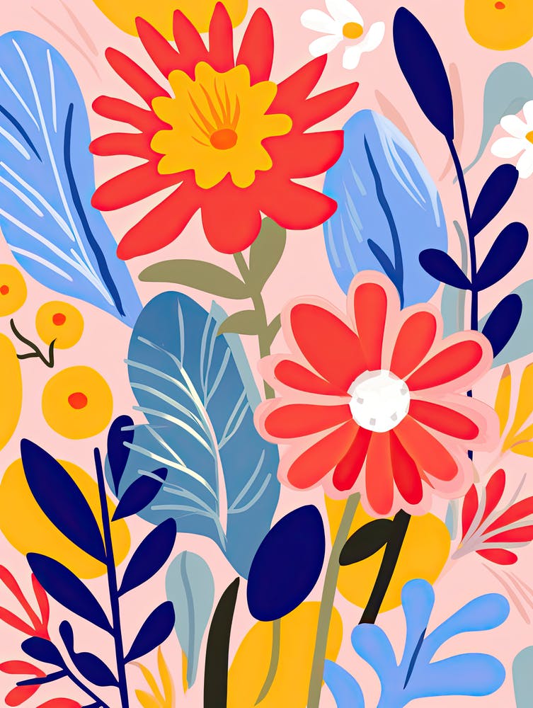 Radiant Petal Ballet; Matisse Style Flower Market