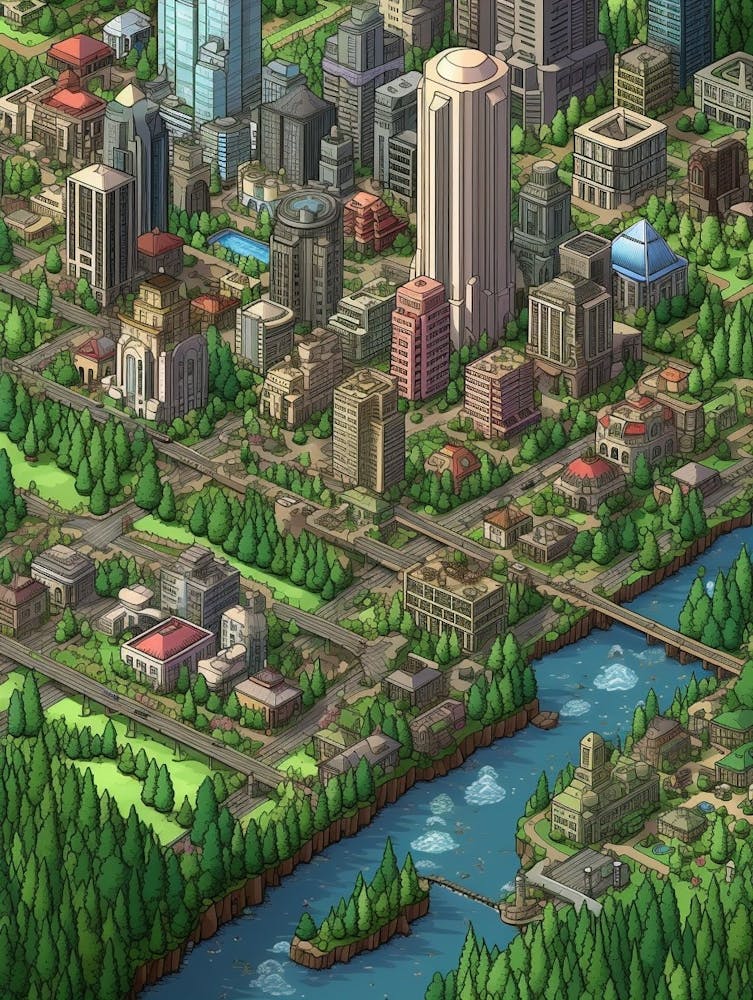 Bellevue Washington Pixel Art 14