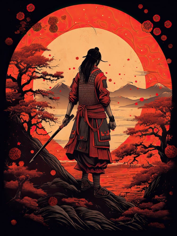 Samurai Ukiyo E Style Illustration 8