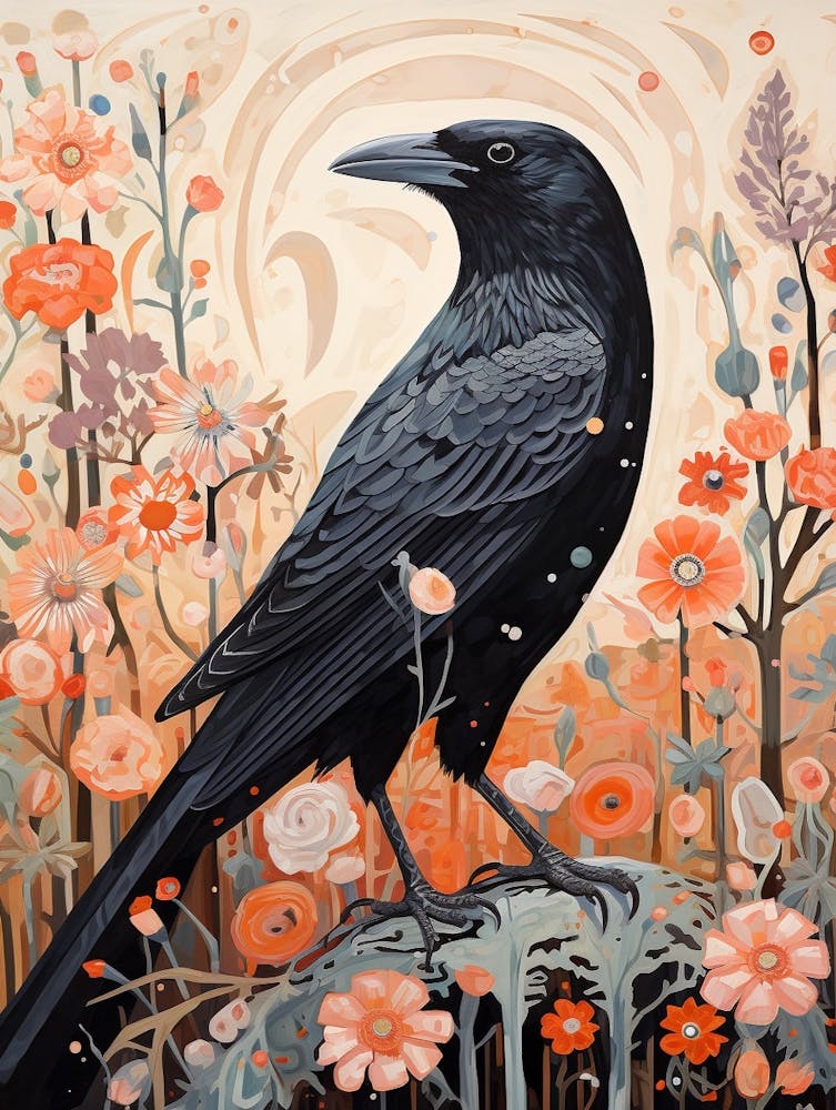 Raven 1 Detailed Bird Painting