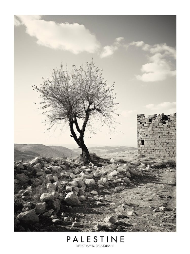 Poster Of Palestine, Black And White Analogue Photograph 2