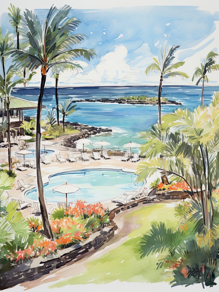 Four Seasons Resort Hualalai   Kailua Kona, Hawaii   Resort Storybook Illustration 1