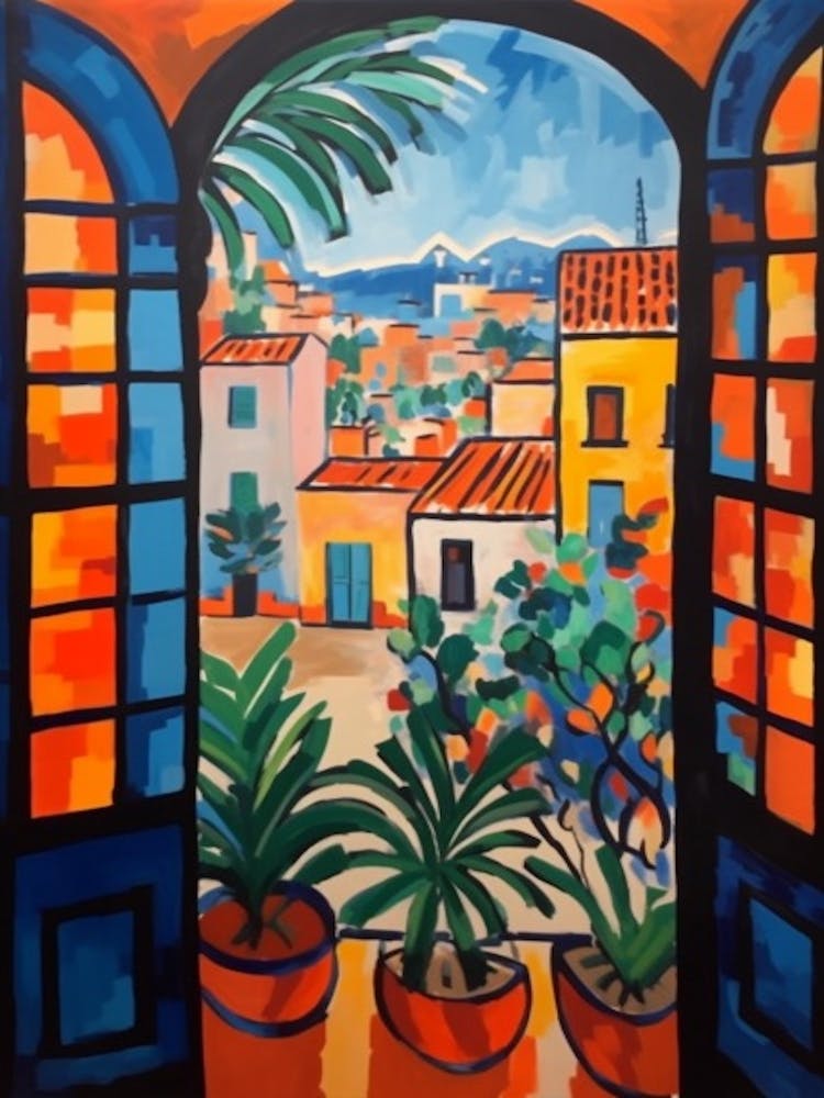Window View Of Barcelona In The Style Of Fauvist 2