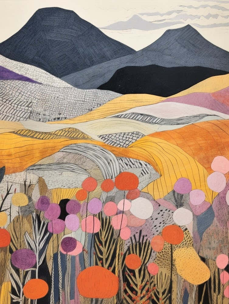 Beinn Tulaichean Scotland 2 Colourful Mountain Illustration