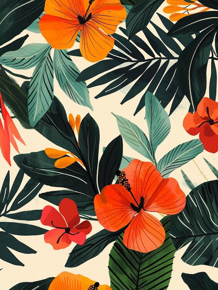 Botanical Tropical Leaves Groovy 19