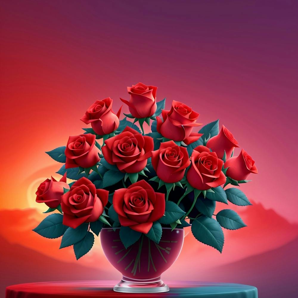 3d Animationsstil Rosen mit ihren zarten Blütenblättern und Intoxi 0