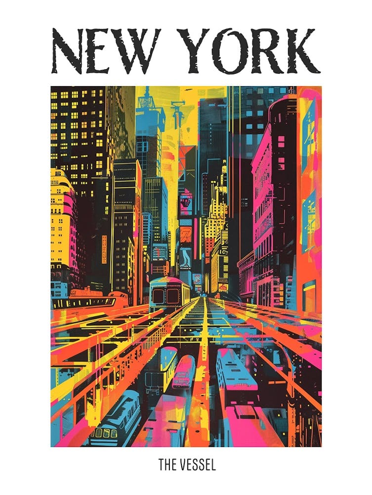 The Vessel New York Illustration Sérigraphique Colorée 3 Affiche