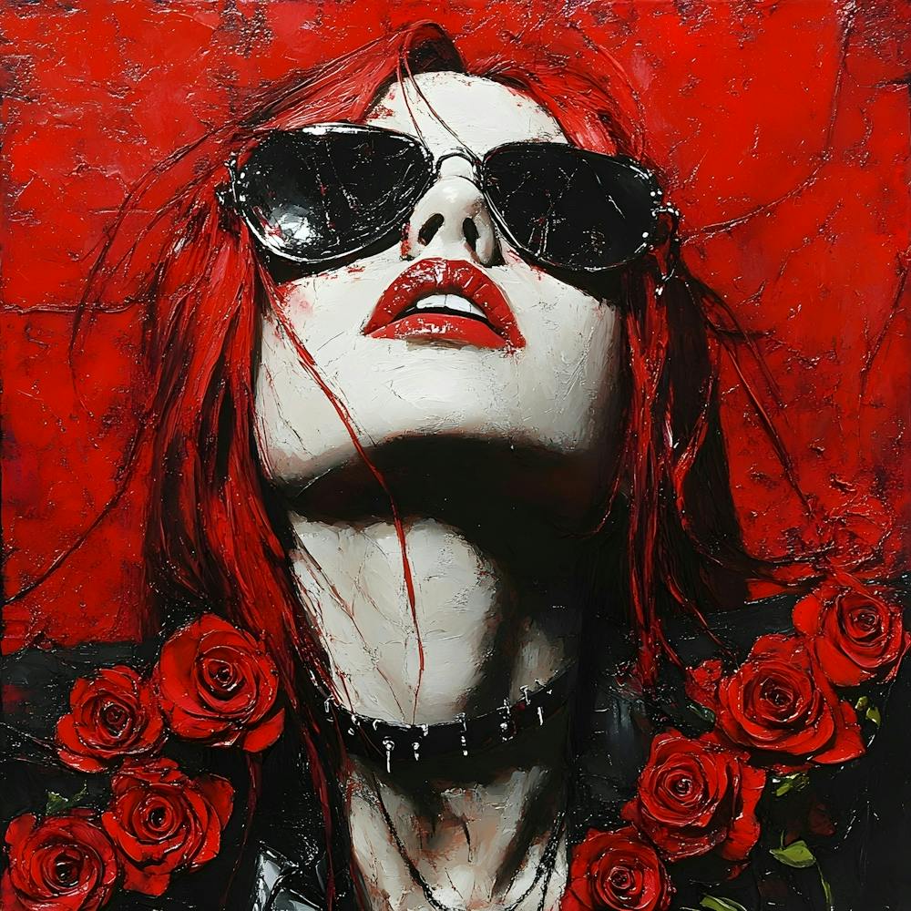Punk Red Head With Roses 1