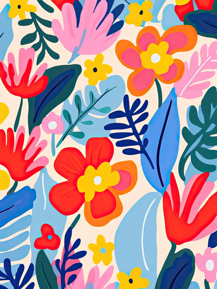 Whimsical Flower Ballet; Matisse'S Inspired Colorful Flower Market