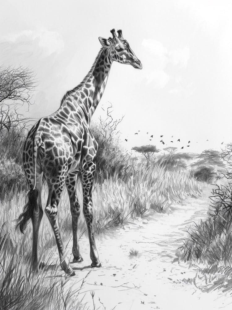 Lone Giraffe In The Wild 1