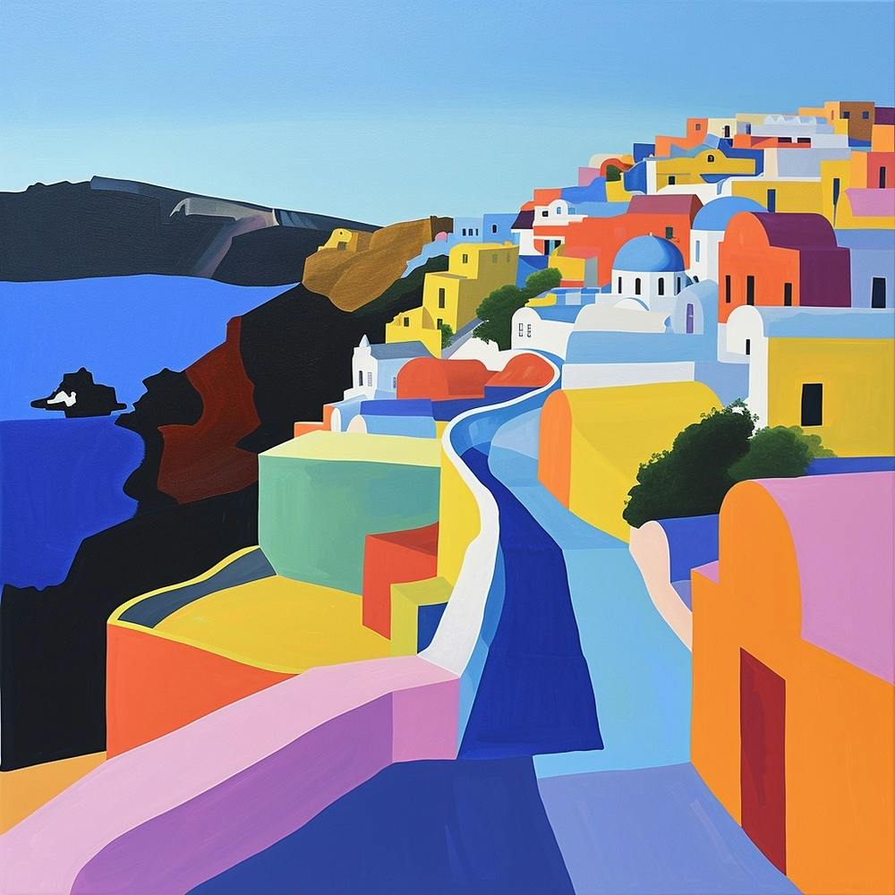 Abstrakte Reisekollektion Santorini Greece 2