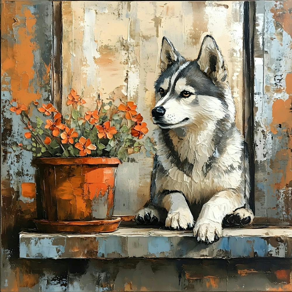 Husky In Window 1