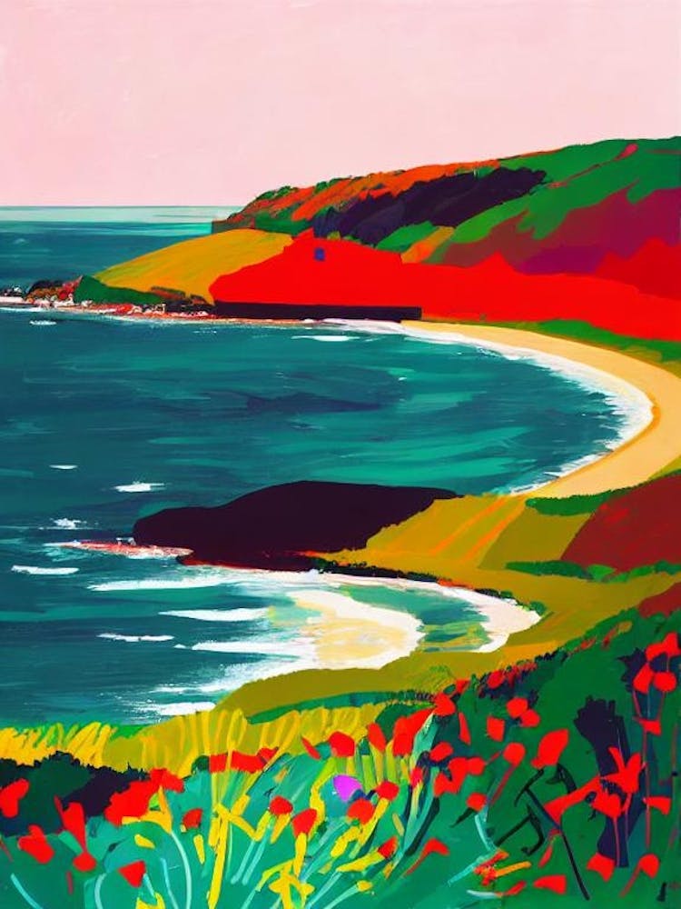Croyde Bay Beach 2, Devon Hockney Style