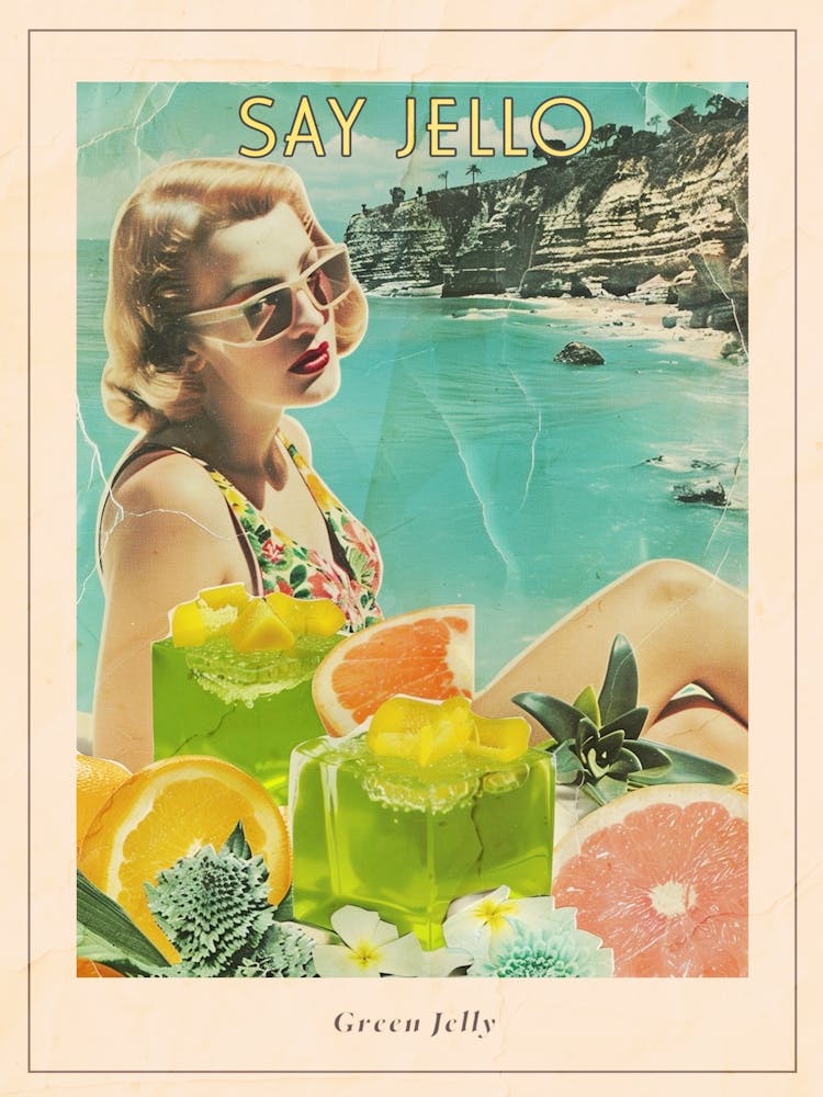 Green Jelly Retro Collage 3 Poster