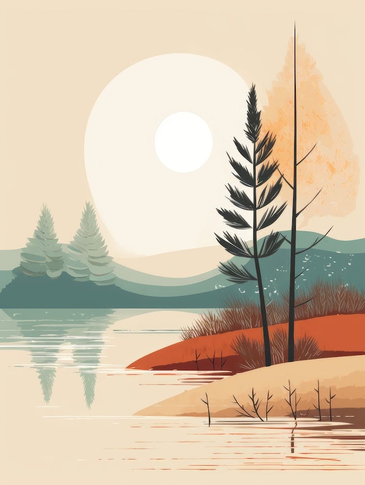 Autumn , Fall, Landscape, Inspired By National Park in the USA, Lake, Great Lakes, Boho, Beach, Minimalist Canvas Print, Travel Poster, Autumn Decor, Fall Decor 3