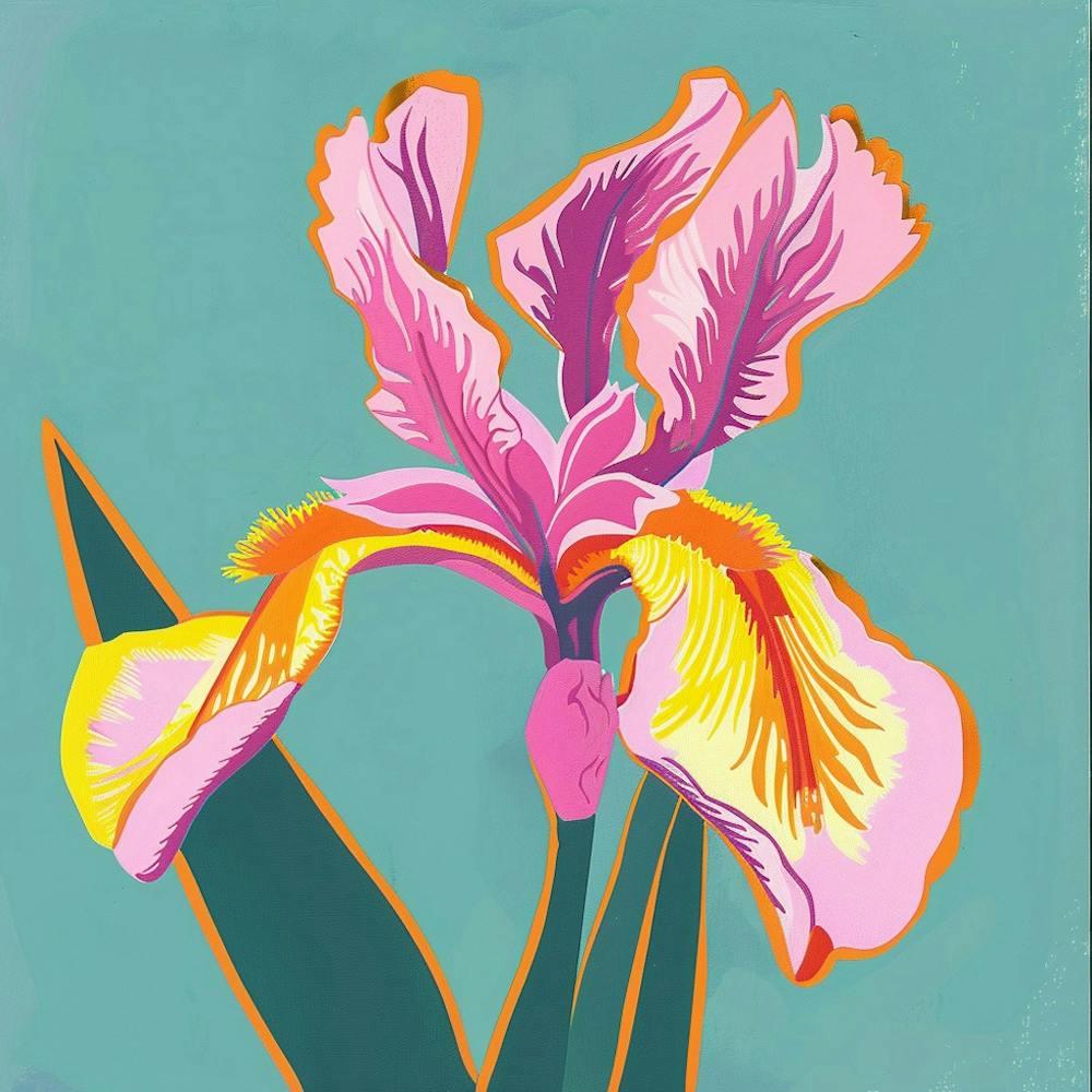 Iris 1 Square Flower Illustration