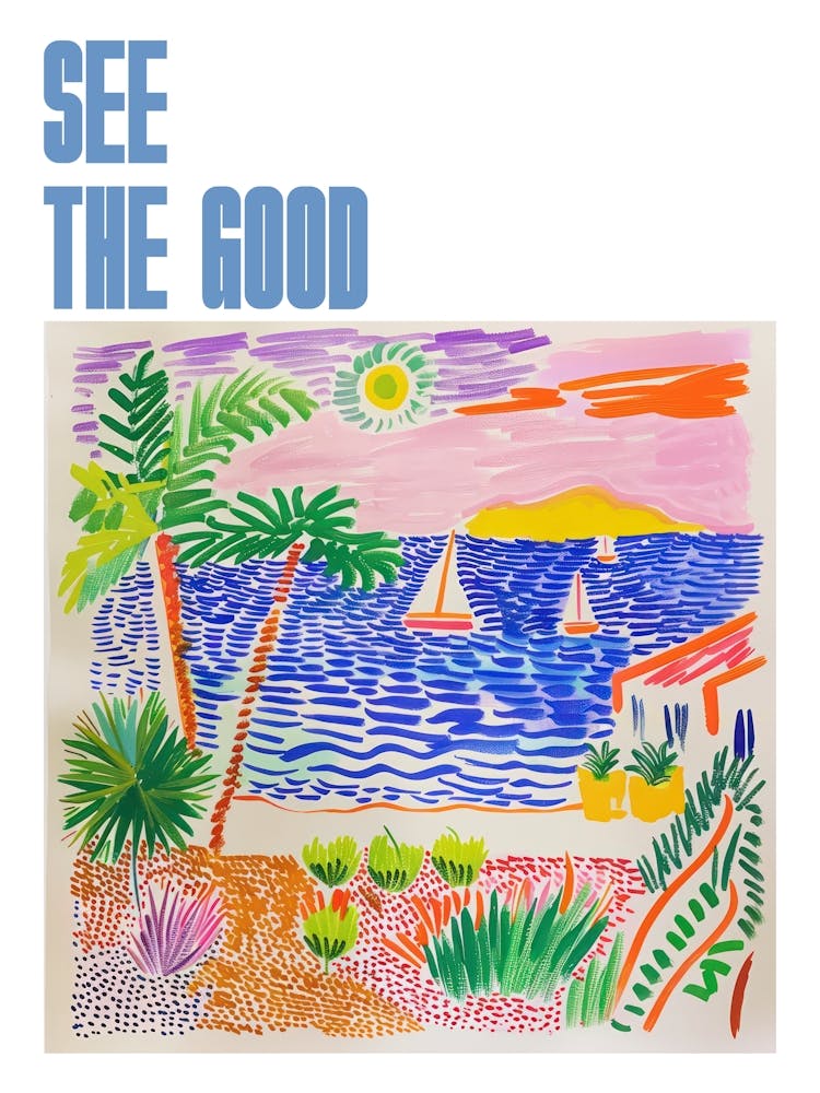 Voir le bien - Rêve de paysage marin Style Matisse 1 - Affiche