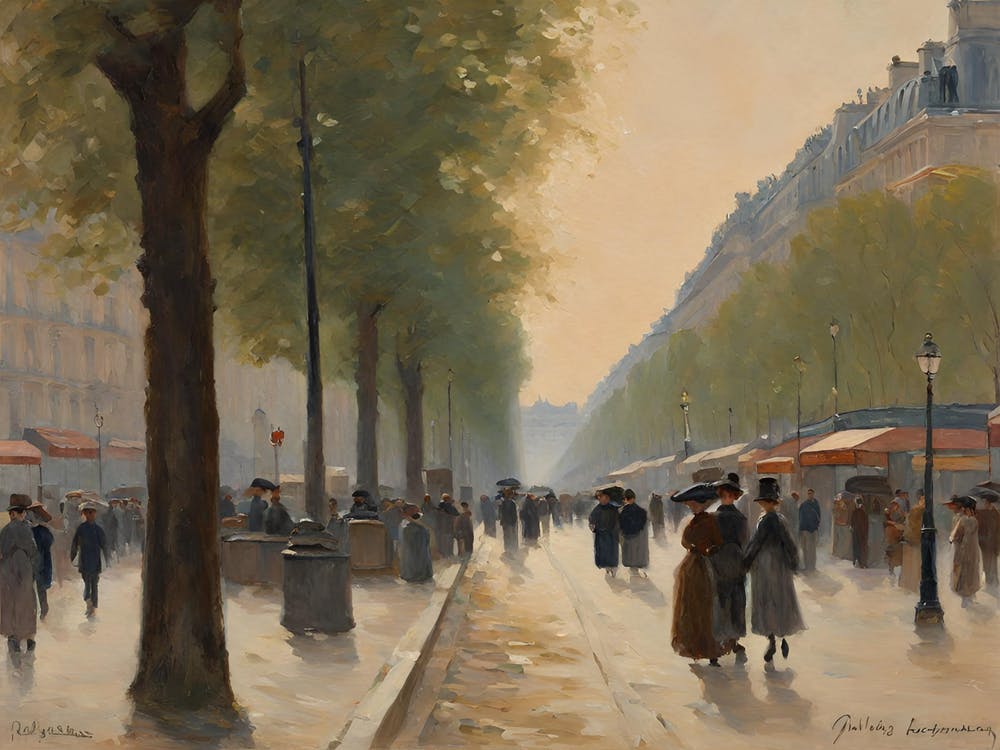 Les Champs Elysees Paris Street Oil AI Art