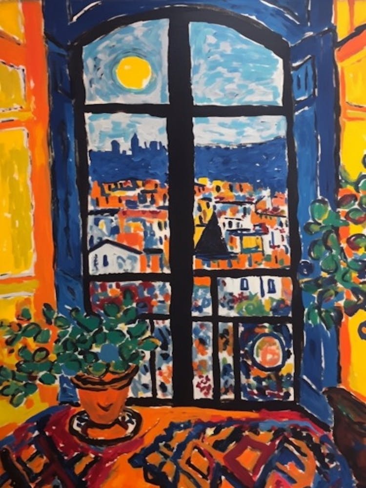 Fensterblick auf Paris im Stil des Fauvismus 2