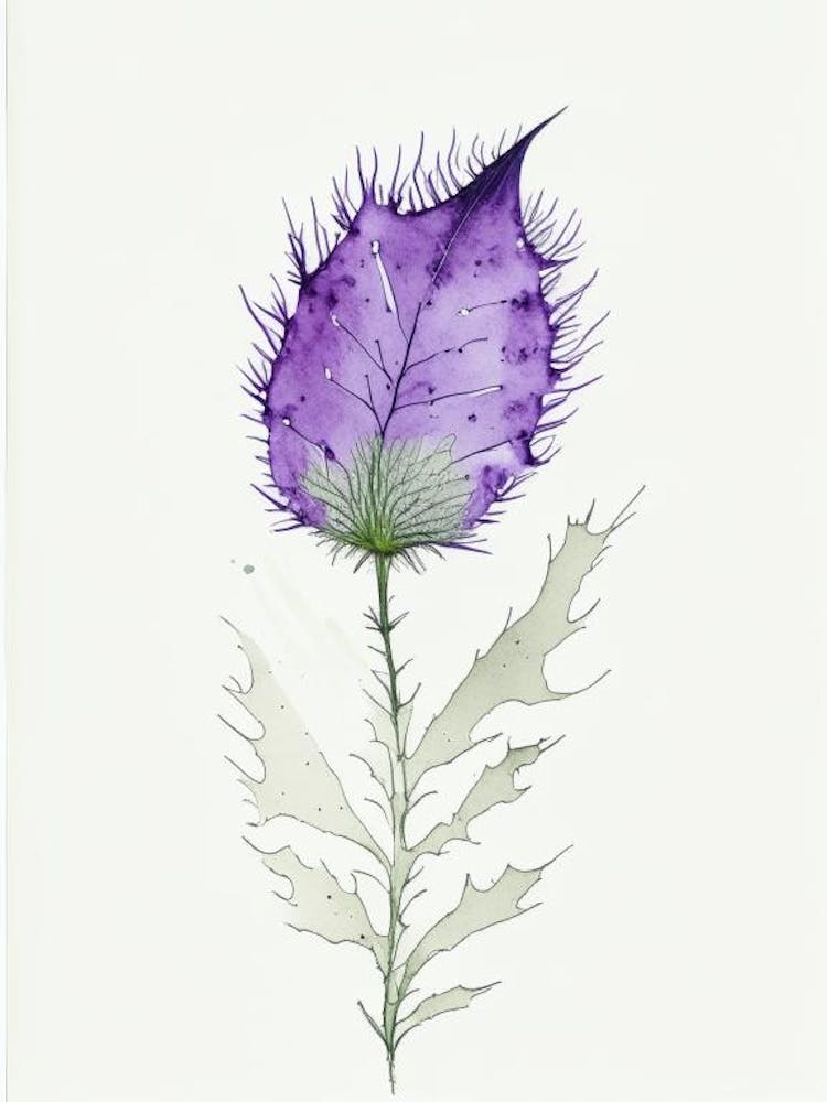 Thistle Leaf Minimalist Watercolour 1