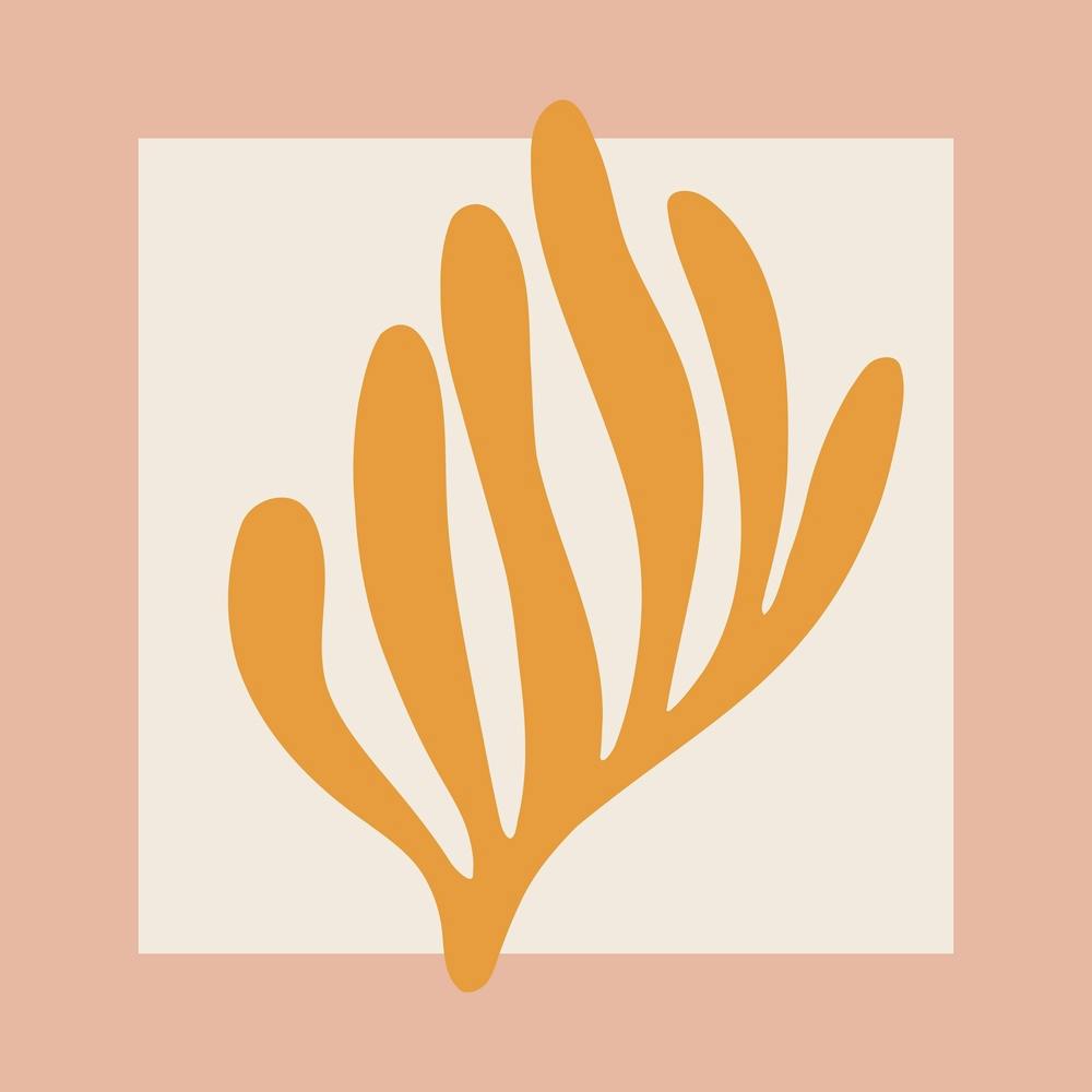 Yellow Leaf On Pink Inspired By Matisse Square