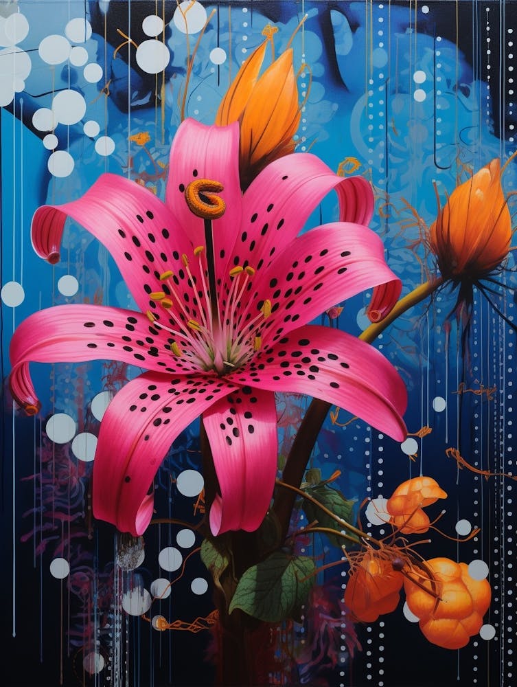 Surreal Florals Fuchsia 3 Flower Painting