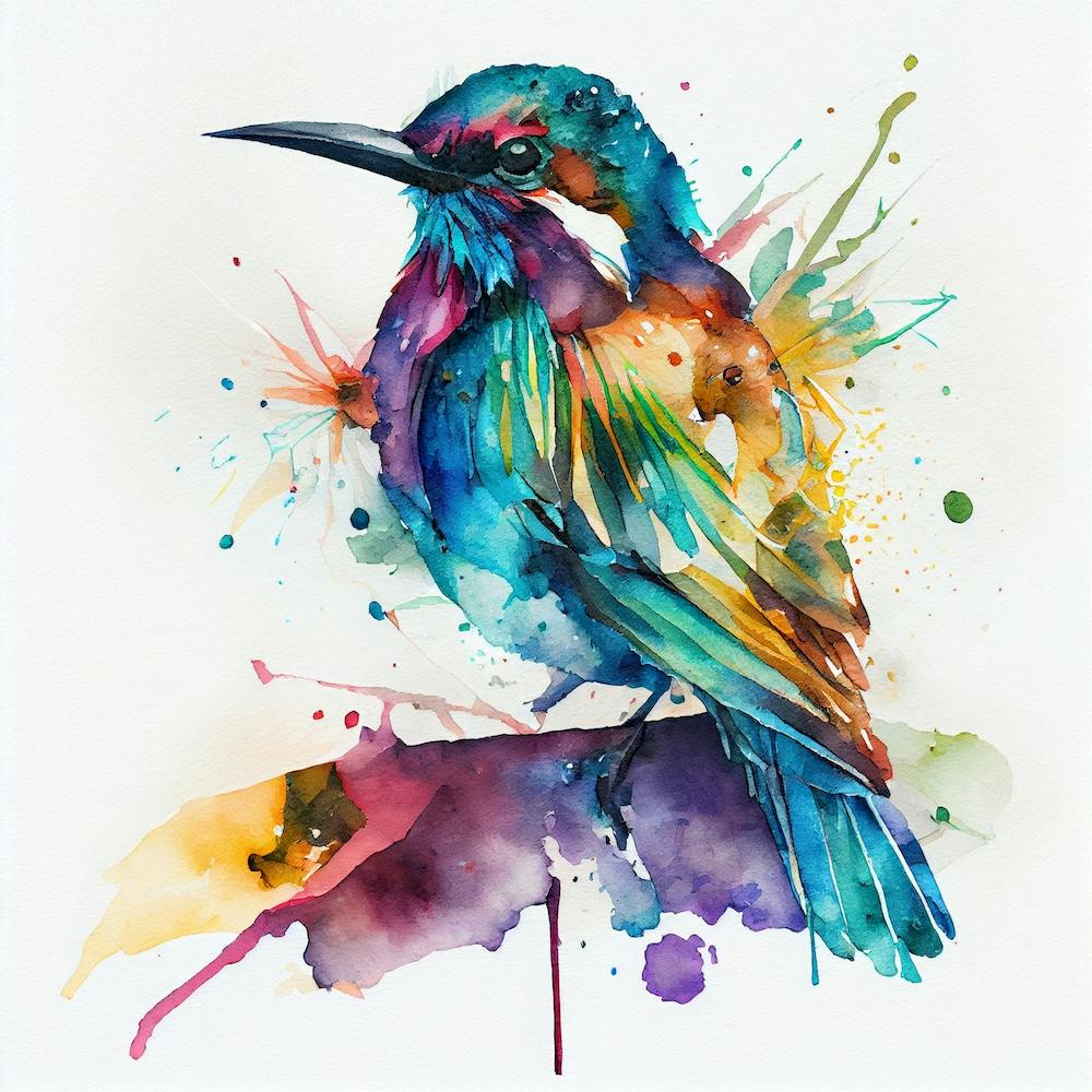 Bird Watercolor Abstract