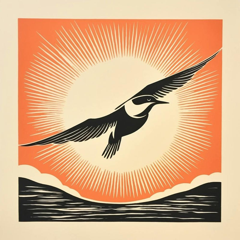 Retro Bird Lithograph Common Tern 1