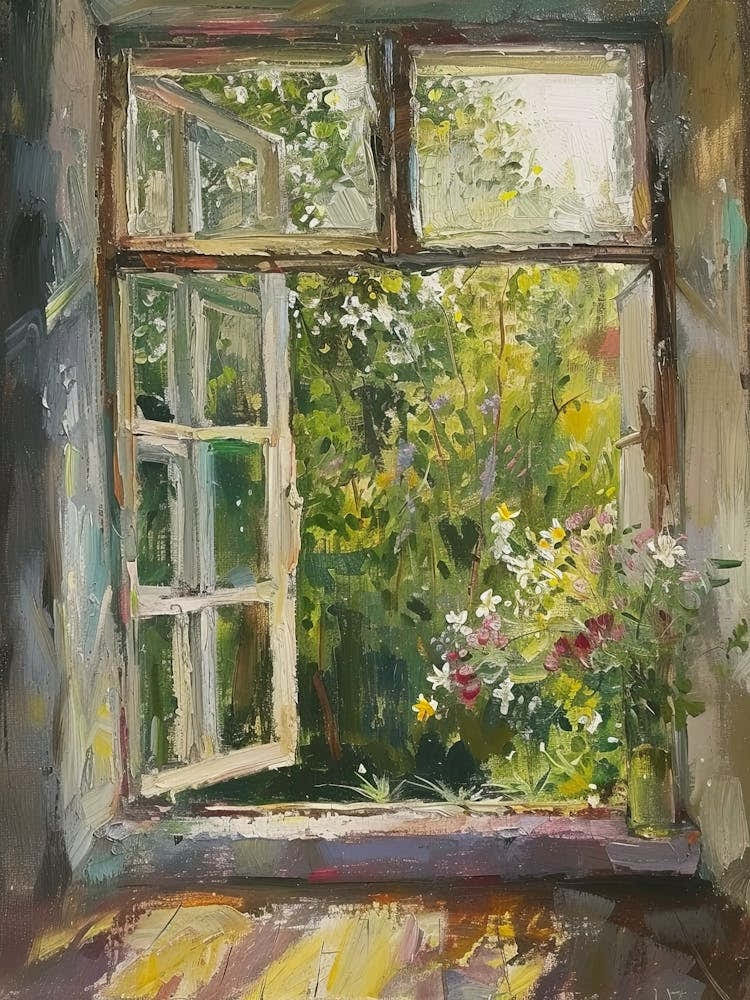 Lily Flowers On A Cottage Window 3