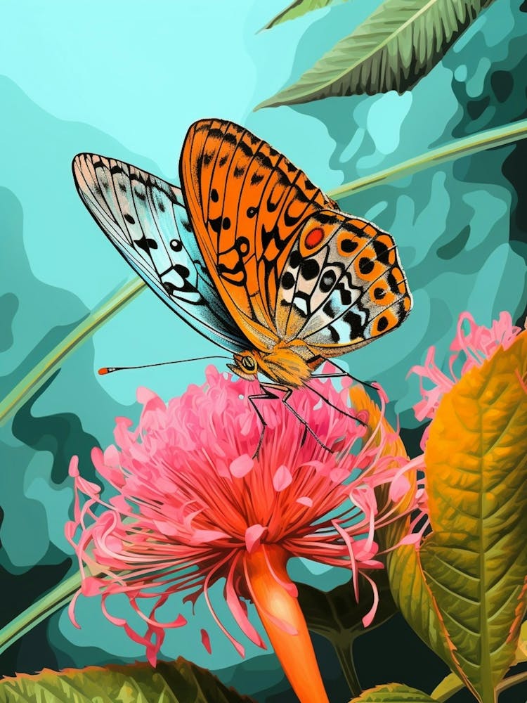Pop Art Silver Washed Fritillary Butterfly 2