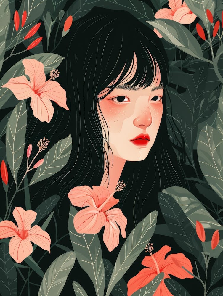 Asian Girl With Flowers 6