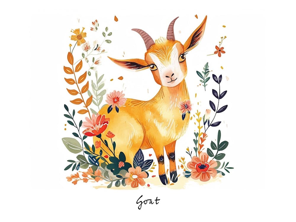 Little Floral Goat 1 Poster