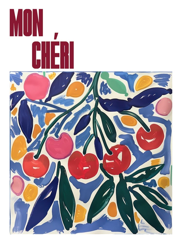 Mon Cheri Poster Cherries Matisse Style 10