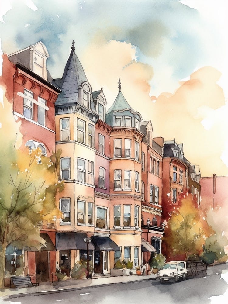 Georgetown Washington Dc Neighborhood, Watercolour 2