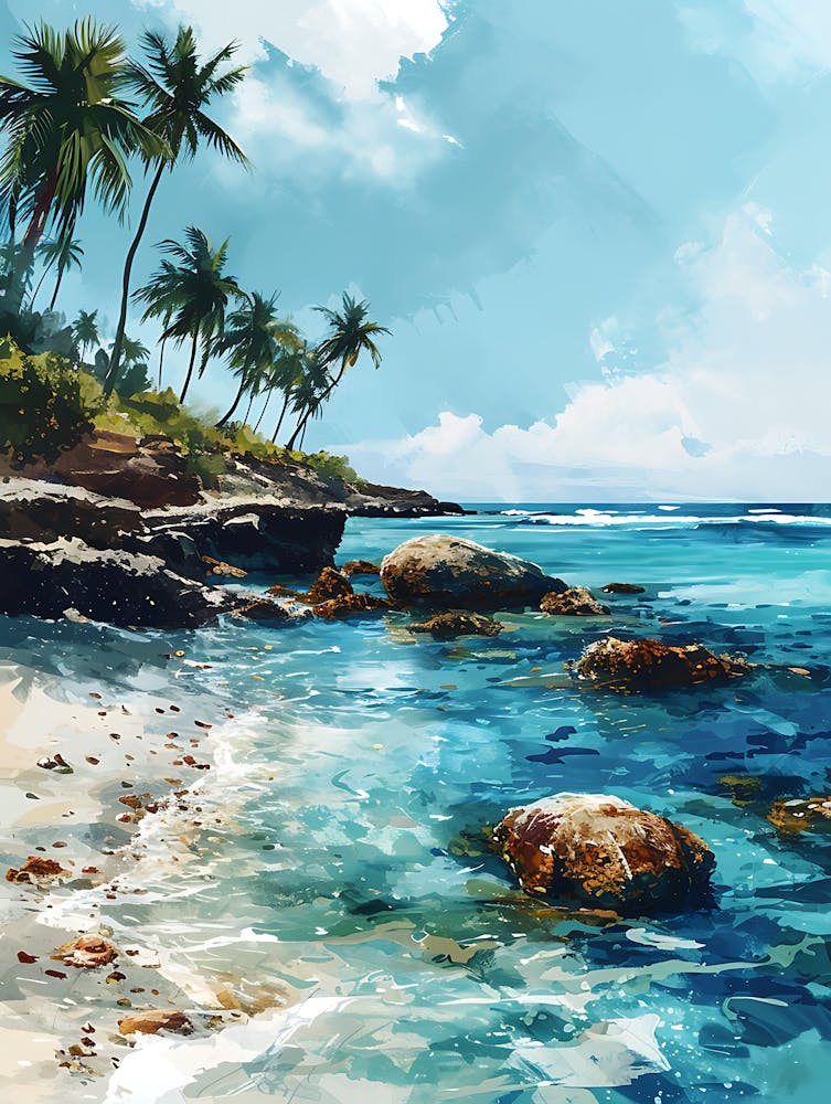 Tropical Beach With Palm Trees 1