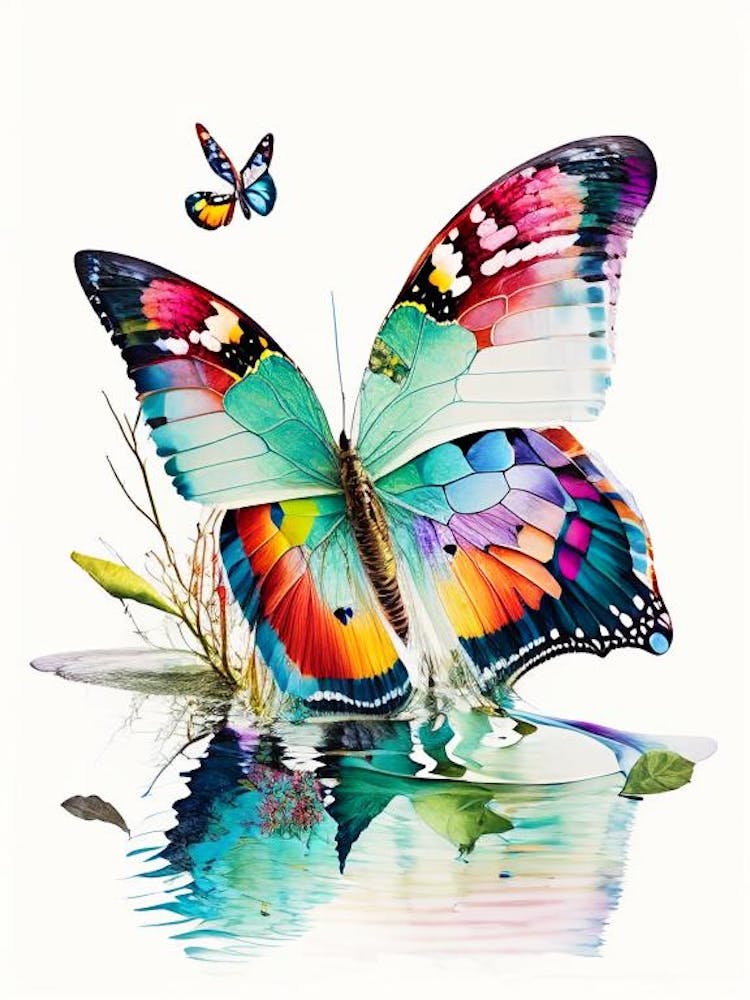 Butterfly On Lake Decoupage 1