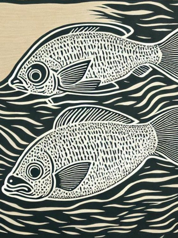 Barreleye Fish Linocut