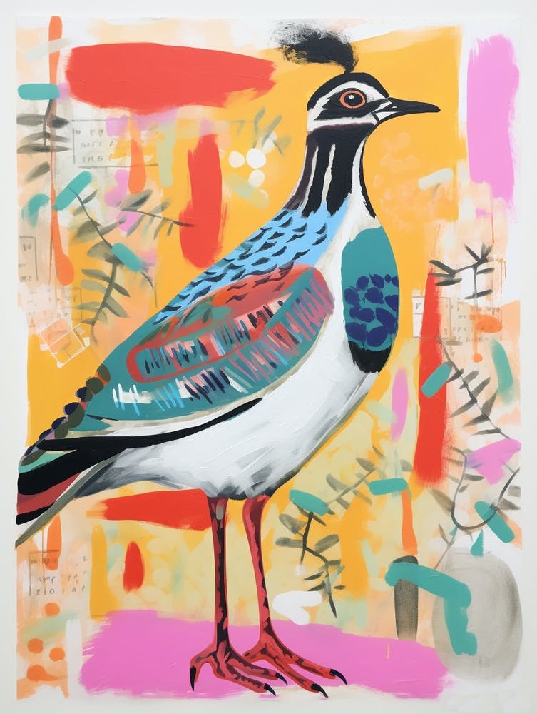 Peinture d'oiseau coloré Vanneau 1