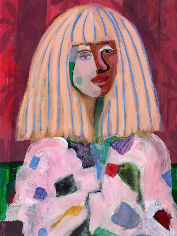 Portrait In Pink And Red