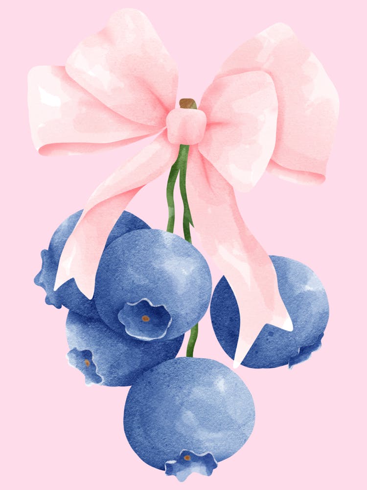Blueberries With Pink Bow