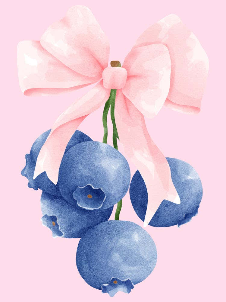 Blueberries With Pink Bow