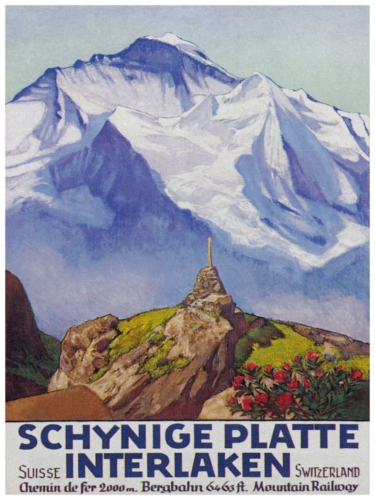 Schnige Plateau Interlaken, Switzerland Vintage Travel Poster