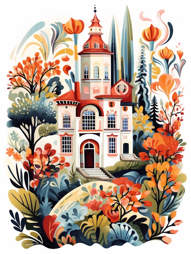 Villa Lante Italy Modern Illustration 1