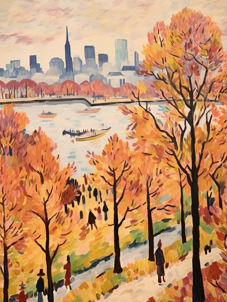 Autumn City Park Painting Odaiba Seaside Park Tokyo 2