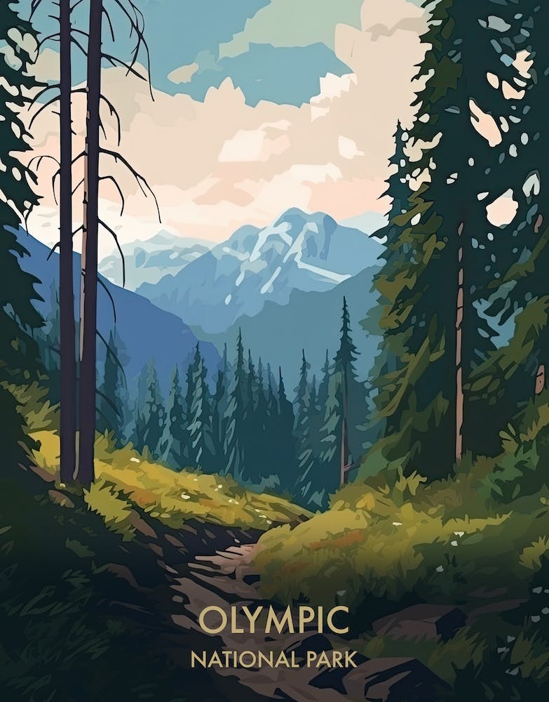 Parc National Olympique Affiche de Voyage Style Illustration 4