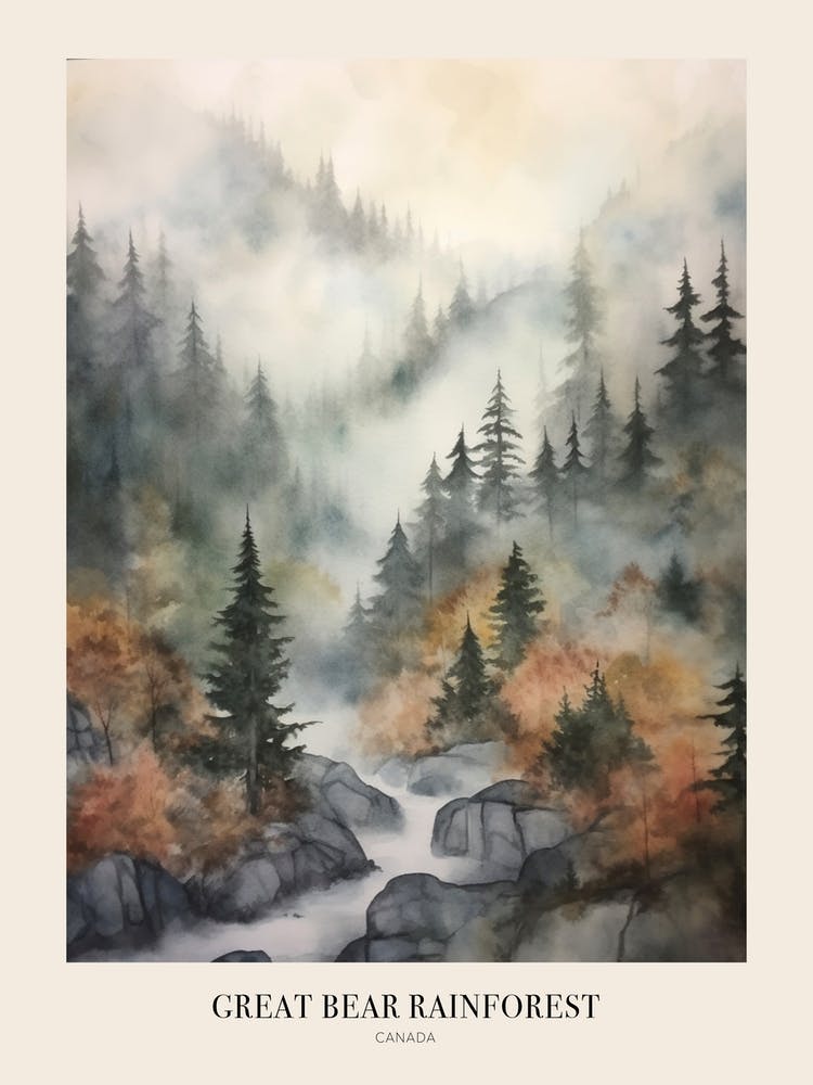 Herbstliche Waldlandschaft Great Bear Rainforest Canada 1 Poster