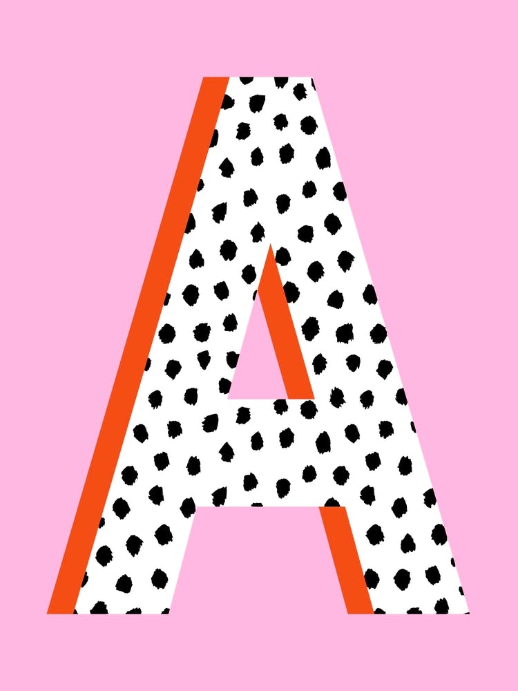 Letter A Initial Spotty On Pink