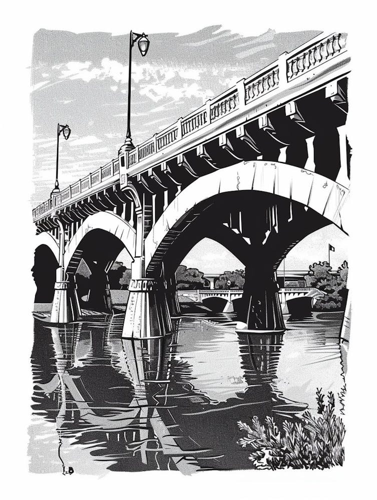 Duoton-Illustration Congress Avenue Bridge Austin Texas 1