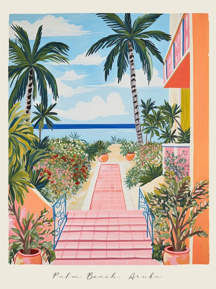 Poster Of Palm Beach, Aruba, Matisse And Rousseau Style 3