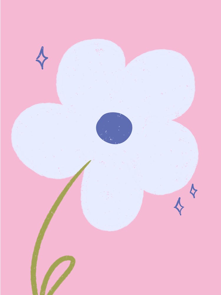 Pink and Blue Flower Doodle